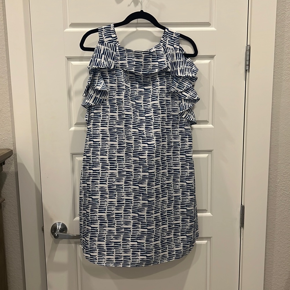 Amanda U dress blue and white